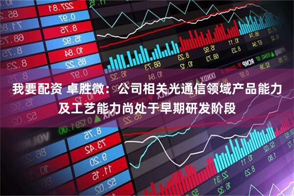 我要配资 卓胜微：公司相关光通信领域产品能力及工艺能力尚处于早期研发阶段